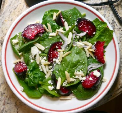 Plum and Feta Spinach Salad