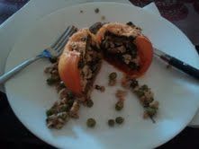 Spinach and Pesto Stuffed Tomatoes with Ground Chicken Breast