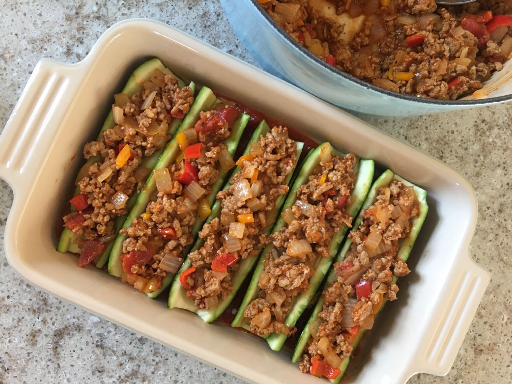 Stuffed Zucchini With Ground Turkey