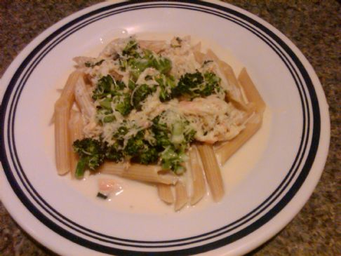 Penne in a white cream sauce with crab!
