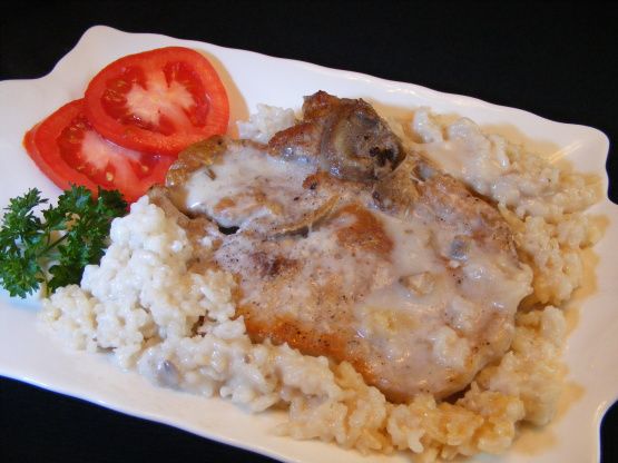 Pork Chops and Rice Mushroom Soup Casserole