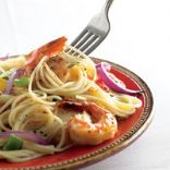 Spaghetti with Peppers and Shrimp