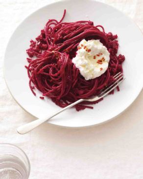 Beet Pasta with Ricotta