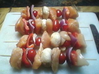 Chicken, Shrimp, and Pepper Skewers