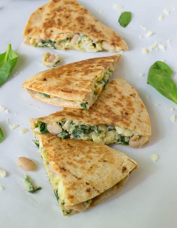 White Bean, Cheese and Spinach Quesadillas