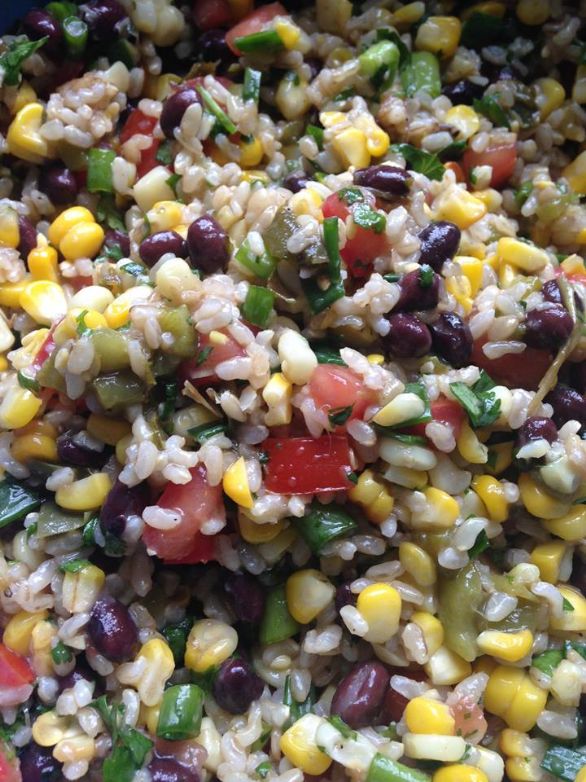 Roasted Corn Salad with Black Beans and Rice