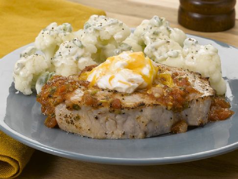 Cheese N Chili Chops with Cauliflower Salad