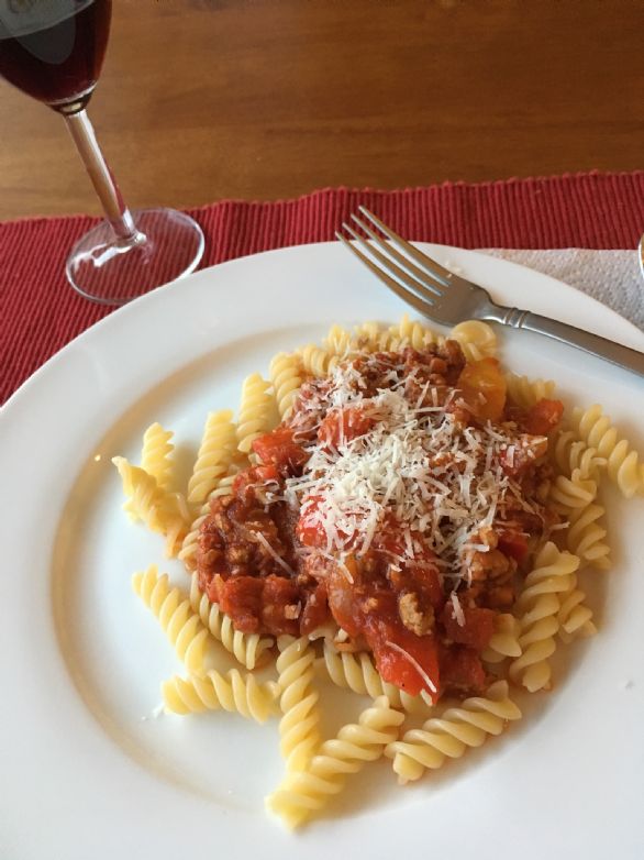 Pasta sauce with Pancetta and Peppers