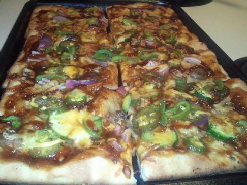 My Son's Homemade Vegetable BBQ Pizza