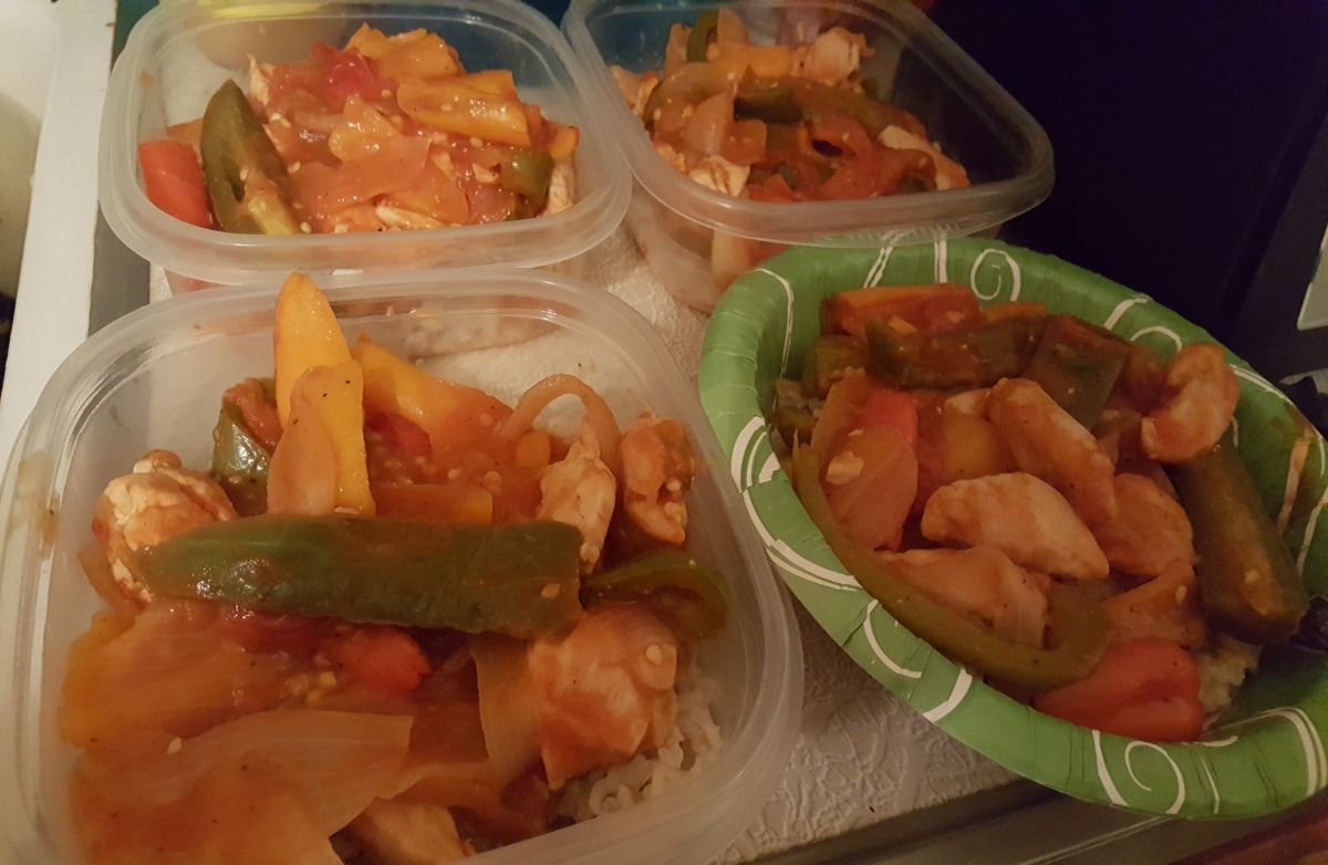 Chicken fajitas with brown rice