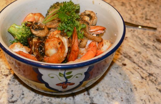 Shrimp, Broccoli and Cauliflower Stir Fry