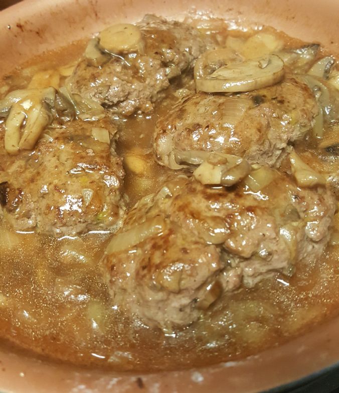 Hamburger Steak with Onion Mushroom Gravy