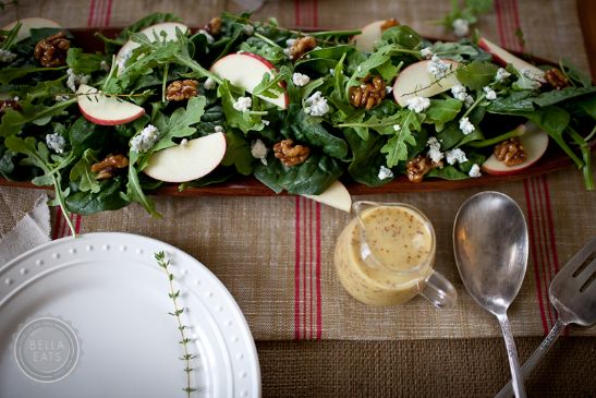 Autumn Salad with Apples, Blue Cheese, + Candied Walnuts