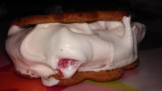 Strawberry Almond ice cream sandwiches