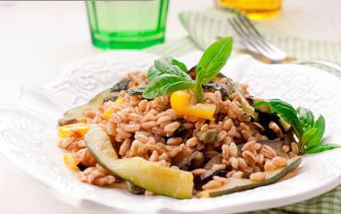 Barley with Butternut Squash, Apples and Onions