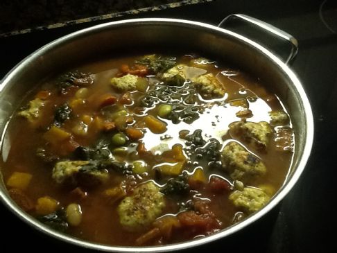 Mini Meatball and Roasted Veggie Soup