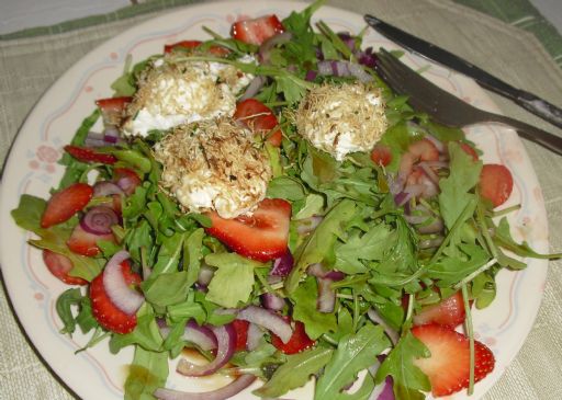 Warm Goat Cheese and Arugula Salad with Spring Strawberries (From CNN's Accent Health)