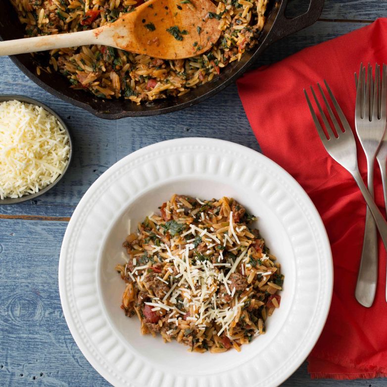 Beef Orzo Skillet