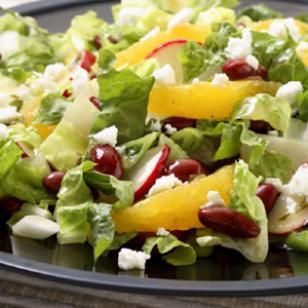 Romaine Salad with Orange, Feta and Beans