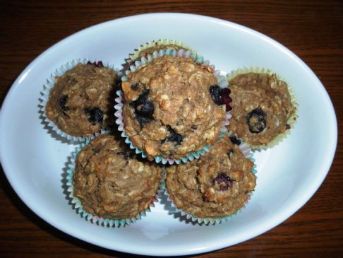 Oatmeal Blubeberry Applesauce Muffins