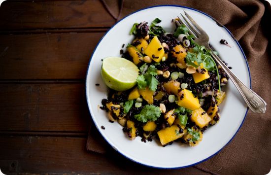 Black Rice and Edamame Salad with Mangos and Peanuts