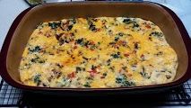 Baked Omelet w/red pepper, green onion, spinach, mushroom and ham