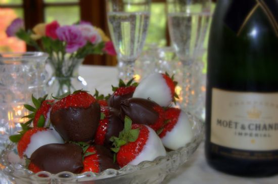 Chocolate covered champagne strawberries