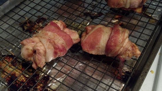 Chipotle stuffed, bacon wrapped chicken