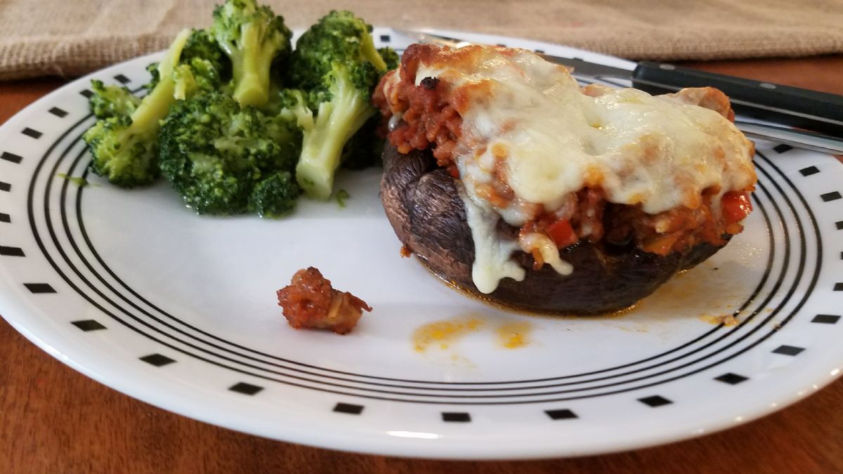 Sausage Stuffed Portabella Mushroom Caps