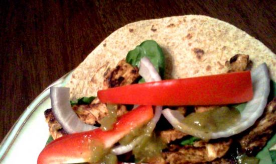 Turkey Fajitas with Baby Spinach and Red Peppers