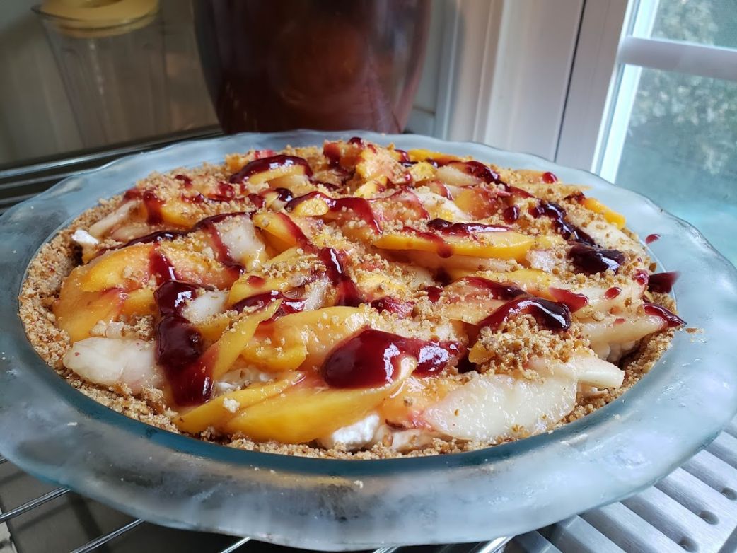 Peaches and Cream Pretzel Pie