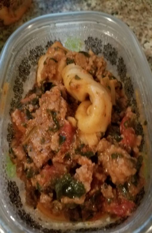 Sweet Italian Sausage Tortelloni and Spinach Casserole