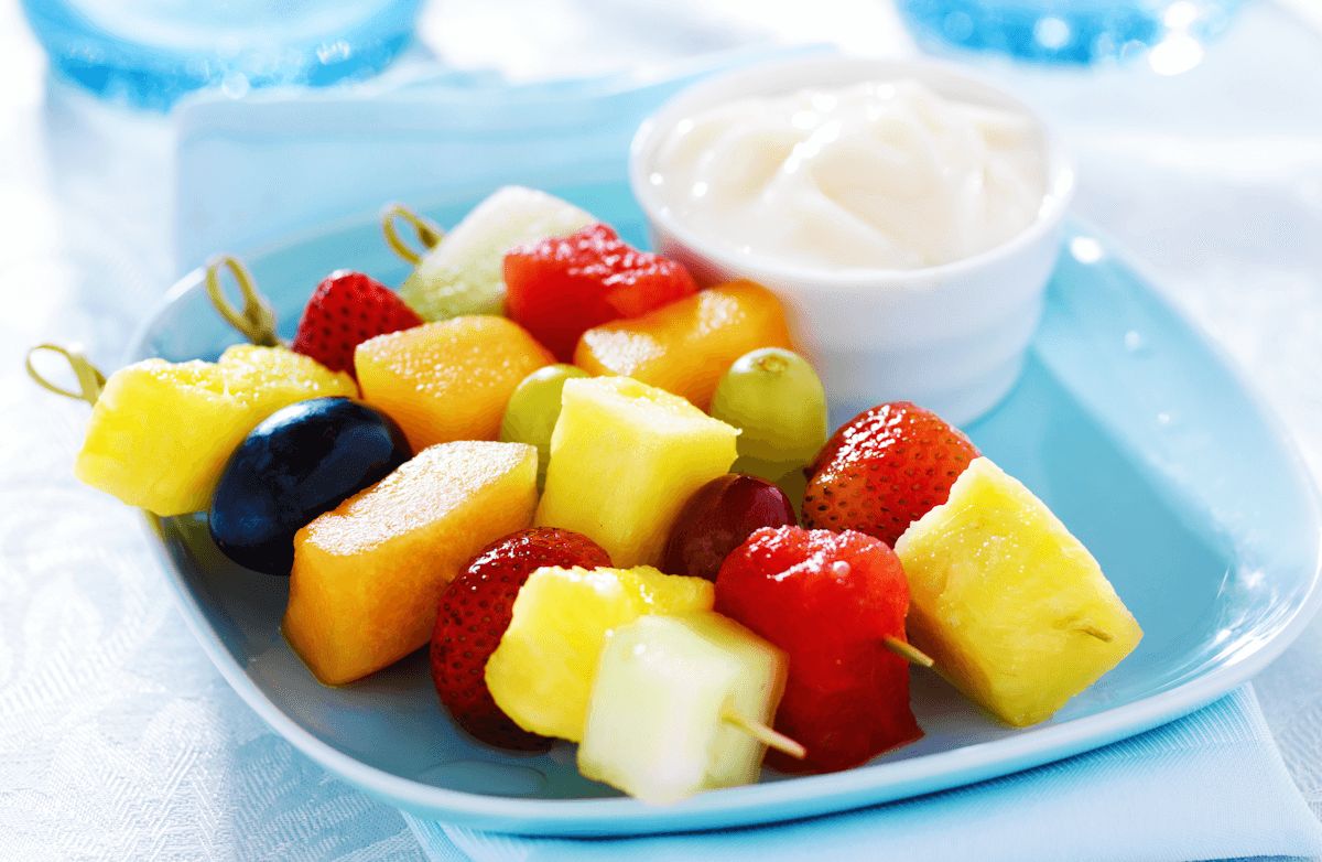 Fruit Kabobs with Coconut Yogurt Dip