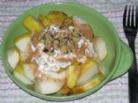 Warmed Pears with cheese and nuts