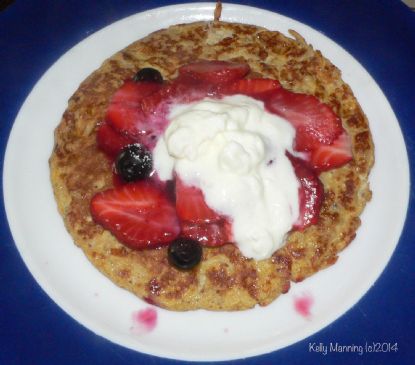 Berry topped Banana Pancakes