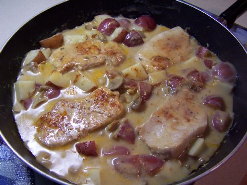 Paula's Ranch Style Pork Chops and Potatoes in a Skillet