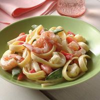 Light Shrimp Alfredo with vegetables