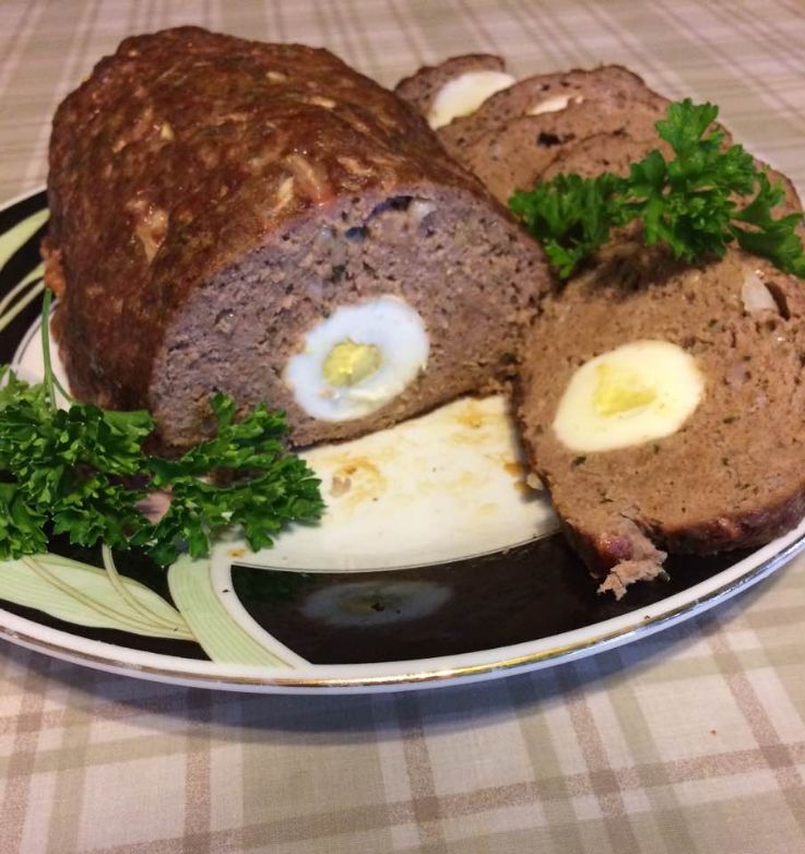 Tina's Meatloaf with hard boiled eggs
