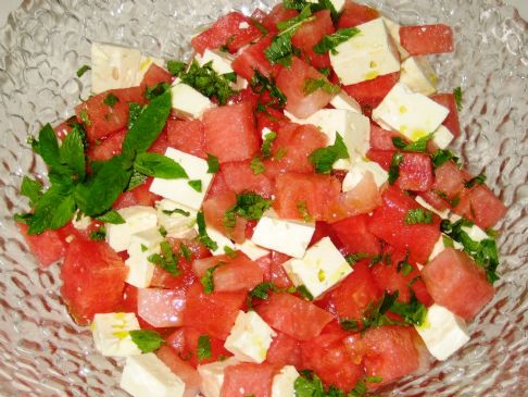 Water Melon Salad with Goats Cheese and Mint