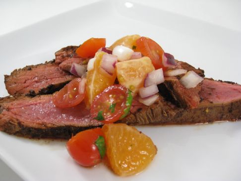 Skinny Sizzling Flank Steak with Citrus Salsa
