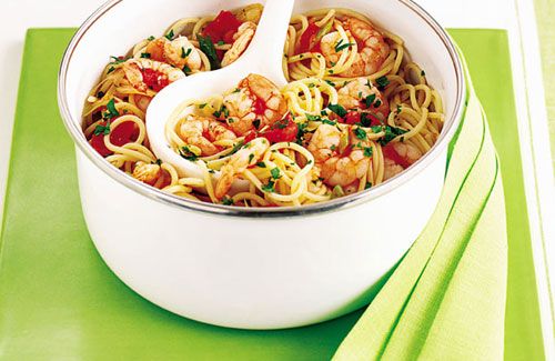 Spaghetti with Prawns and Chilli