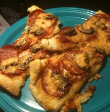 Crescent Roll Pizza with Pepperoni and Mushroom