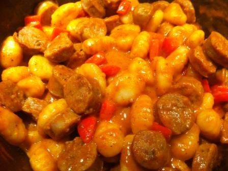 Gnocchis and Sausages in Curry Sauce