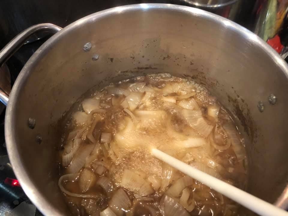Onion Soup with Mozzerala Cheese