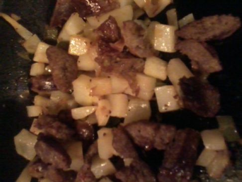 sausage and potatoes cubes