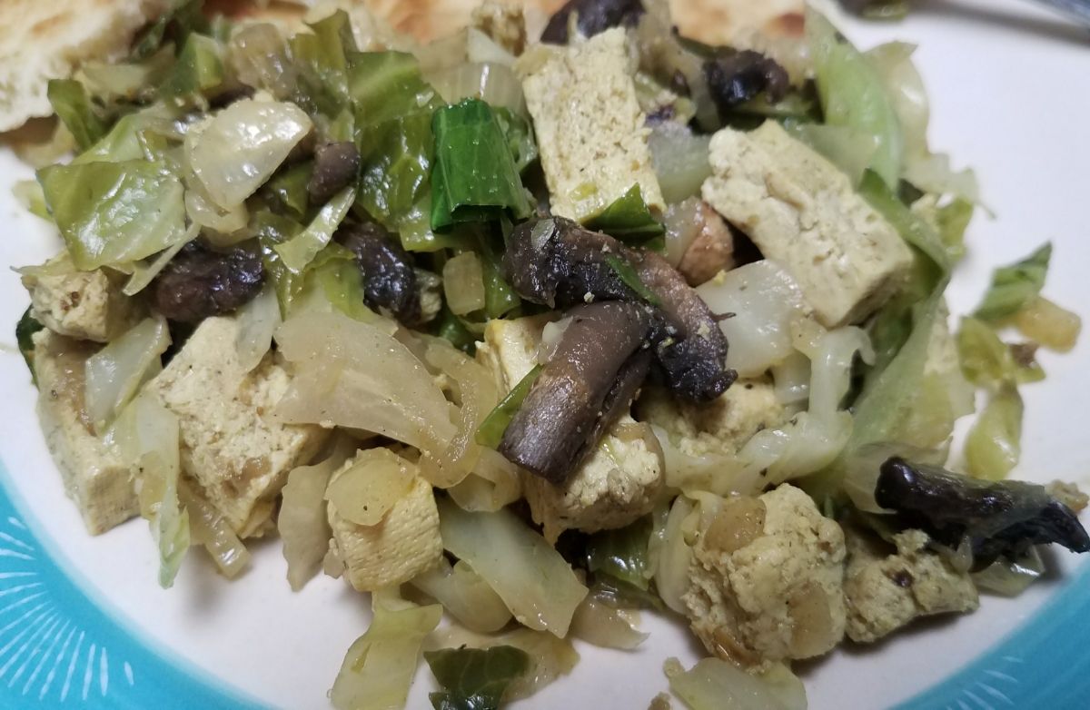 Cabbage-mushroom &Tofu stir fry