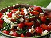 Caprese Salad with Grape Tomatoes, Mozzarella and Basil