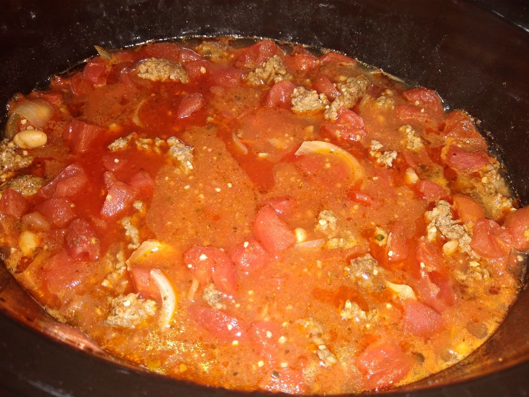 Peanut Butter and Beefy Chili with Onions