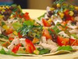 Chicken Tostada with Corn, Jalapenos and Black Beans