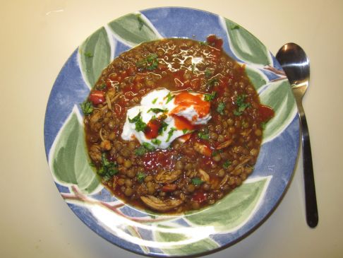 Shredded Chicken and Lentil Stew